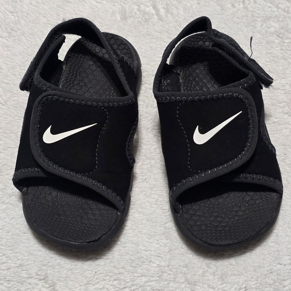 NIKE Sunray Adjust 4 - Kids Toddler Size 7C Sandals Play Flip Flops Black/White